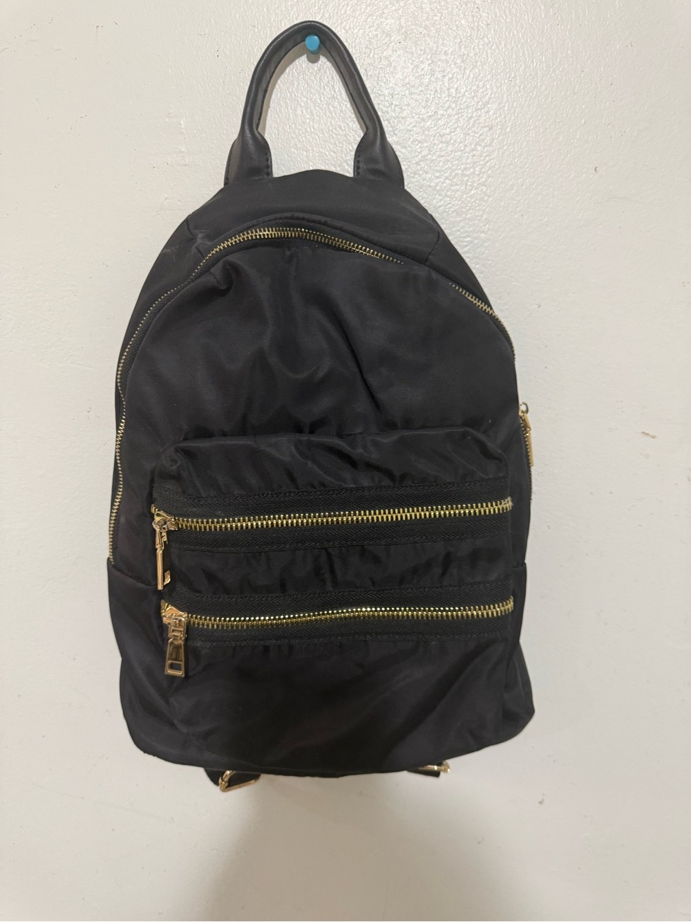 Black Women's Backpack with Gold Zippers